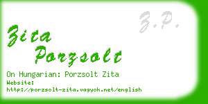 zita porzsolt business card